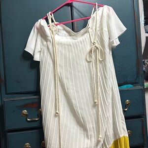 Endless Rose White Dress with Pleated Design